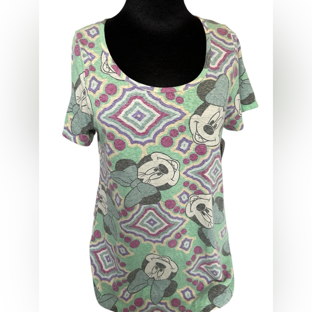 LuLaRoe Disney Classic T Top SZ M Green Purple Pink Diamond Mini Mouse NWT 10-12